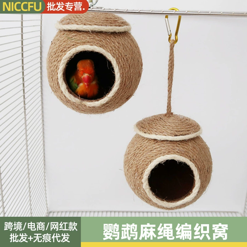 Канарейки плетеное Птичье гнездо Попугай кокосовое гнездо Спальное гнездо белки хомяка Висячее плетеное вручную гнездо для размножения