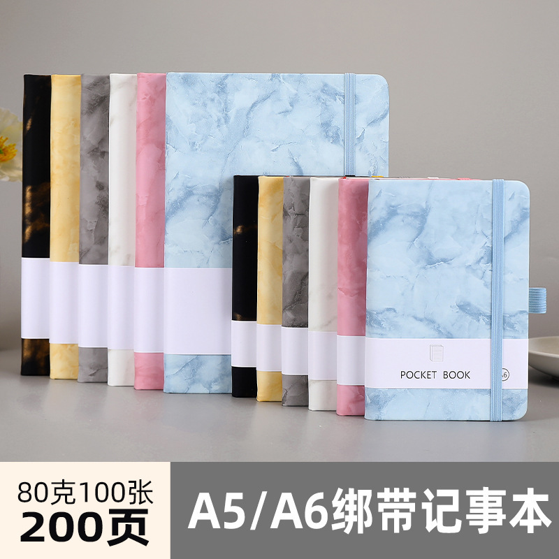 New Marble Strap A5 Notebook Logo Business Notepad Set Creative Diary Portable