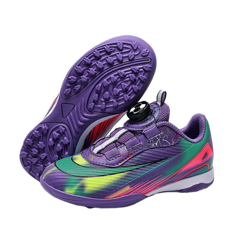 Zapatillas de Fútbol Infantil para Entrenamiento de Cuero Artificial con Botón Giratorio