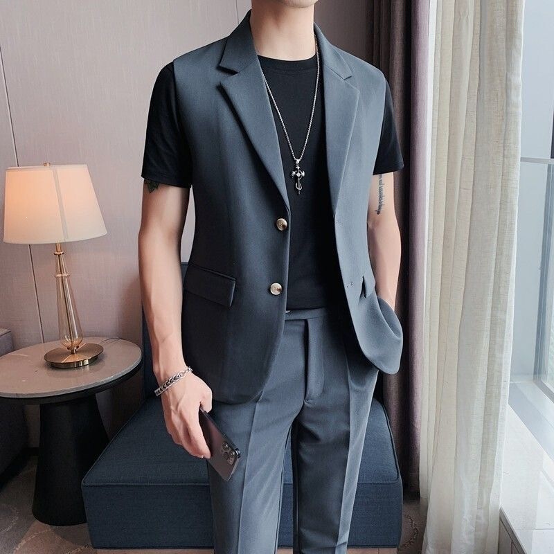 Simon Lainera's Breathable Thin Sleeveless Suit for Men in Summer and Autumn, High-End, Stylish, British-Style Casual Vest