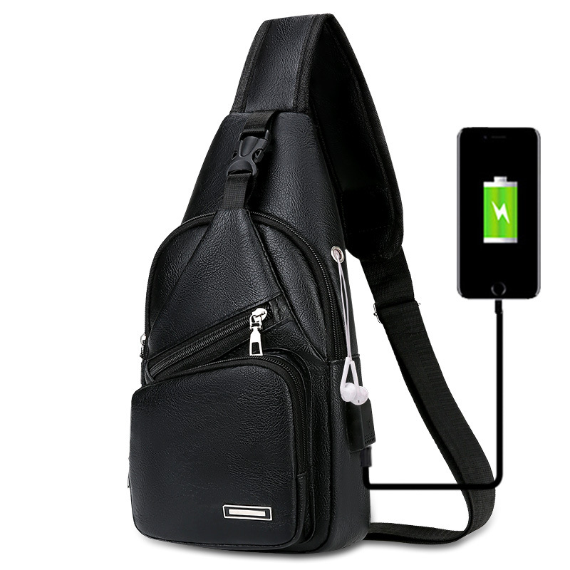Chest Bag Men's Shoulder Crossbody Bag Data Cable Sports Casual Small Crossbody Bag Backpack Men's Bag Portable Shoulder Bag