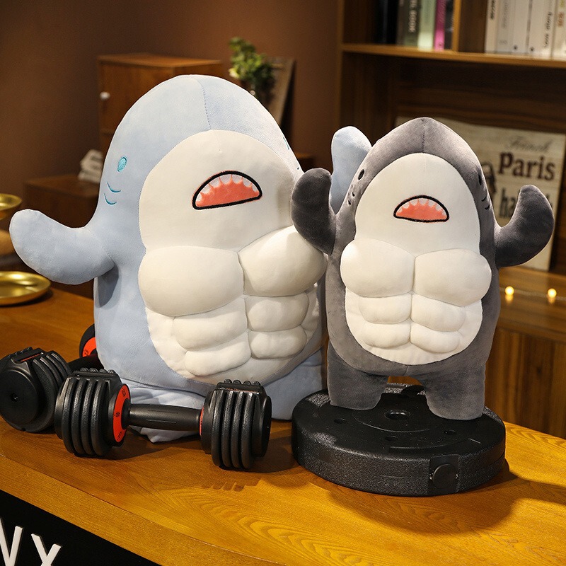 Explosive cross-border shark muscle male doll cute boyfriend force shark plush toy fitness shark doll Explosive cross-border shark muscle male doll cute boyfriend force shark plush toy fitness shark doll