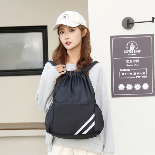 Training class gift bundle pocket with printable advertising logo, large capacity drawstring backpack, travel fitness bag