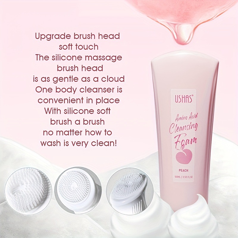 USHAS punto transfronterizo venta caliente melocotón tubo duro limpiador facial interfaz de limpieza refrescante e hidratante