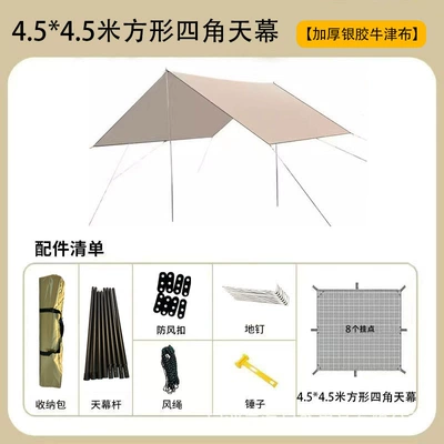 Avtomobil yan çətirləri — Canopy - silver-glue-square-corners-45-45m-sky