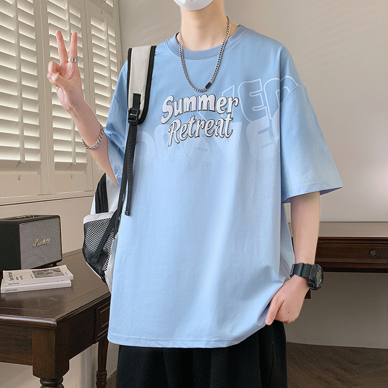 夏の青少年の半袖のtシャツの男性の2025新型の大きい子供の潮牌の夏の高校の中学校の学生のゆったりしている半袖|undefined