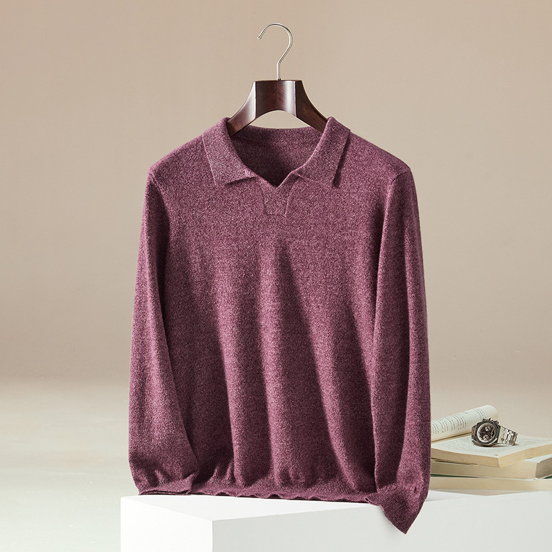 26 New style cashmere sweater with a seagull collar, men's casual knit sweater, turn-down collar, pullover, base layer, cashmere sweater, wholesale for cross-border sales