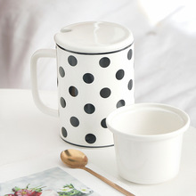 陶瓷馬克杯水杯咖啡杯 簡約歐式創意辦公餐廳酒店杯子配茶漏勺子