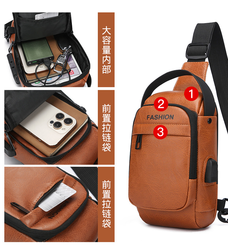 Men's chest bag, crossbody bag, anti-theft waist bag, outdoor sports bag, men's bag, crossbody bag, high-end cycling storage bag Application Scenario