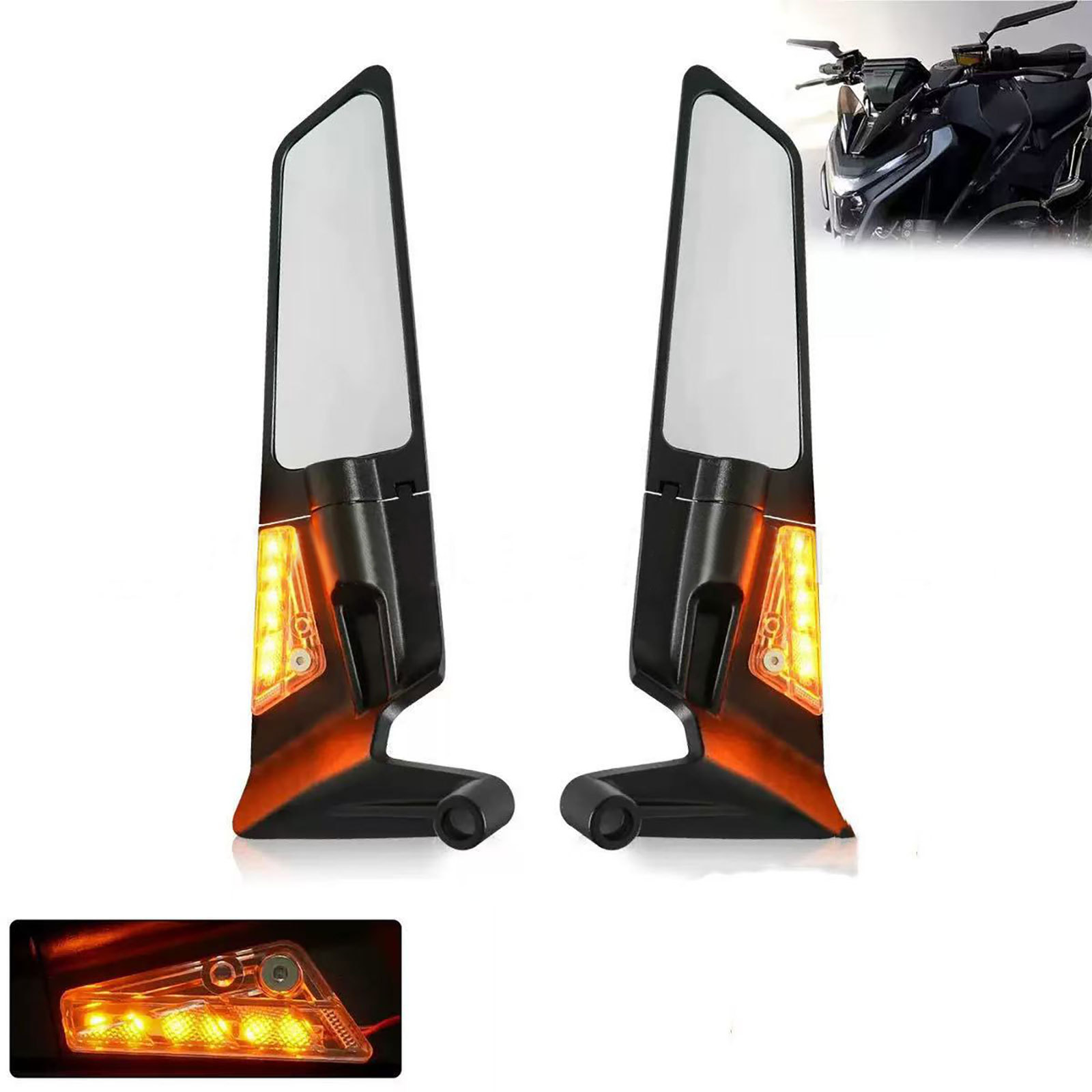 Suitable for Fixed-Wing Modified Rearview Mirror Holder Motorcycle Folding Reflector Aluminum Alloy Reversing Universal Mirror