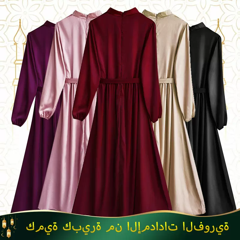 实拍2025早秋新款复古高端亚麻红色气质连衣裙系带优雅长袖翻领裙