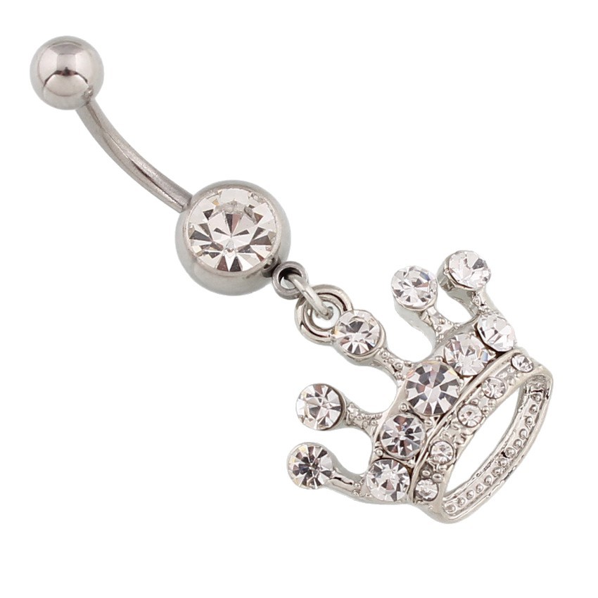 Crown Navel Ring With Studded Heart Cat And Rabbit Designs_voghion.com