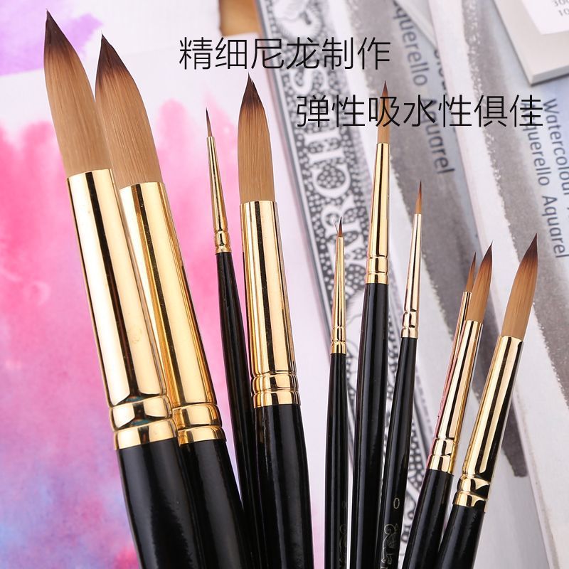 Windsor Newton Black Swan Watercolor Brush Nylon Round Head / Flat Head Black Short Strip Acrylic Brush Watercolor Brush