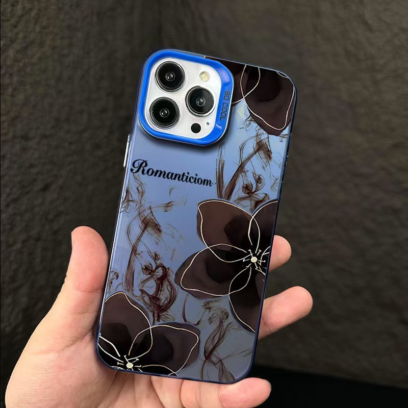 Cáscara plateada de color-azul-oro negro Camellia