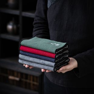 Tea towel absorbent lint-free high-grade tea cloth cotton simple embroidery embroidery embroidery word Zen tea accessories functional towel