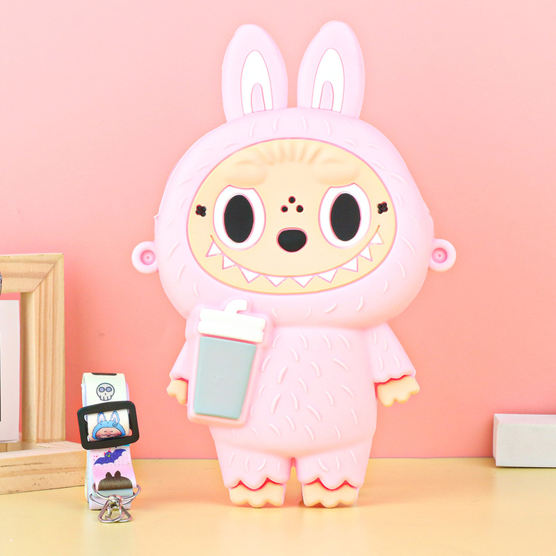 Labubu シリコーン携帯電話バッグ漫画かわいい誕生日ギフト弓シリコーン小銭入れハイエンドクロスボディバッグ|undefined
