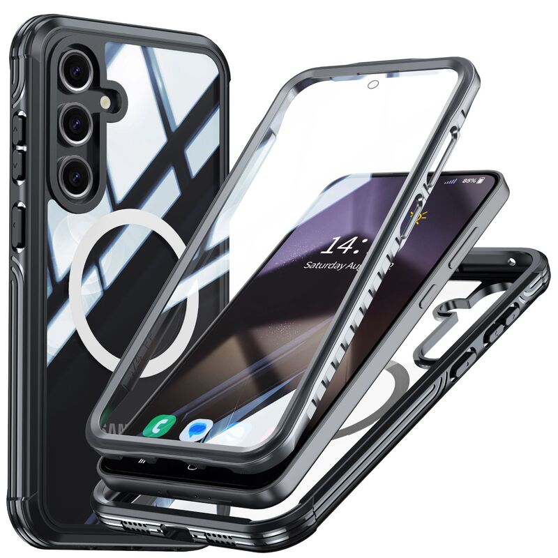 Suitable for Samsung S24Fe Mobile Phone Case, Transparent 360 All-Inclusive Anti-Fall, Shock-Absorbing, Anti-Scratch, Magnetic Wireless Charging