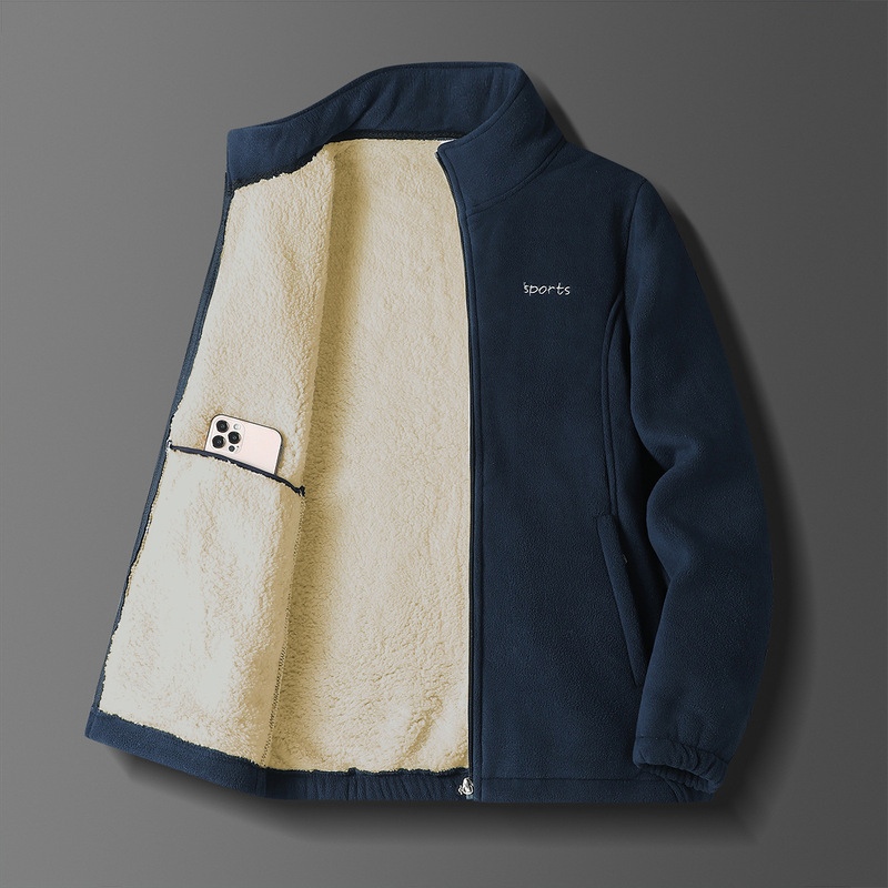 Cross-Border Autumn and Winter Polar Fleece Jacket Men's Cashmere Top Men's Jacket Stand Collar Middle-Aged Men's Fleece Jacket Plus Fleece Cross-Border Autumn and Winter Polar Fleece Jacket Men's Cashmere Top Men's Jacket Stand Collar Middle-Aged Men's Fleece Jacket Plus Fleece