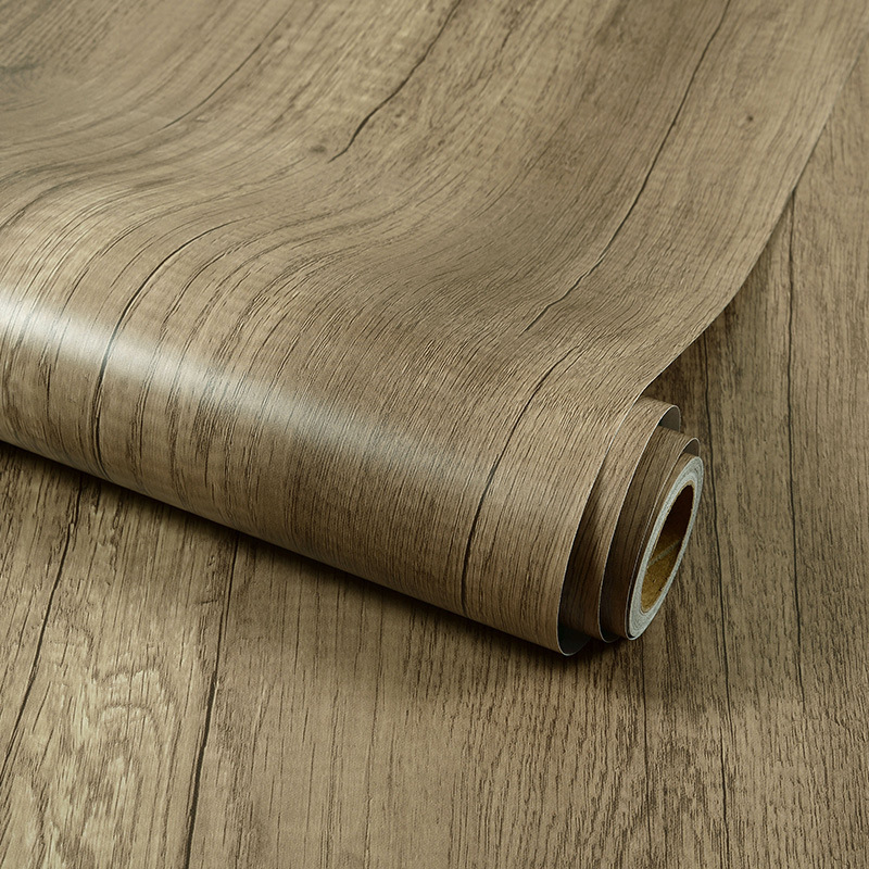 Papel pintado autoadhesivo al por mayor imitación de madera grano impermeable pegatinas armario escritorio muebles antiguos renovación color cambiante pegatinas decorativas