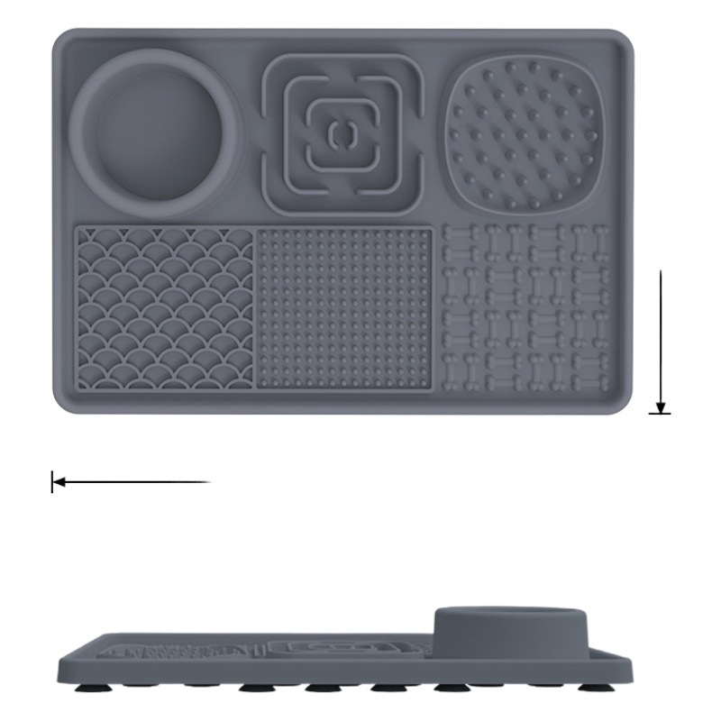 Estera de lamido de mascotas de silicona caliente transfronteriza para mascotas vajilla para mascotas perro lamiendo estera mantel lechón estera de comida lenta para perros