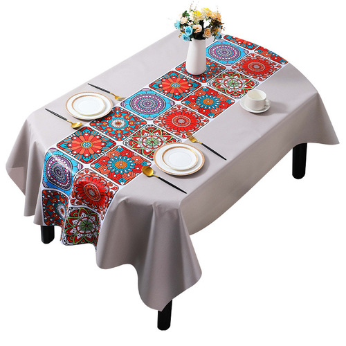 A round tablecloth made of waterproof, oilproof, and heat-resistant PVC, suitable for tables, dining tables, and tea tables, with one piece for wholesale.