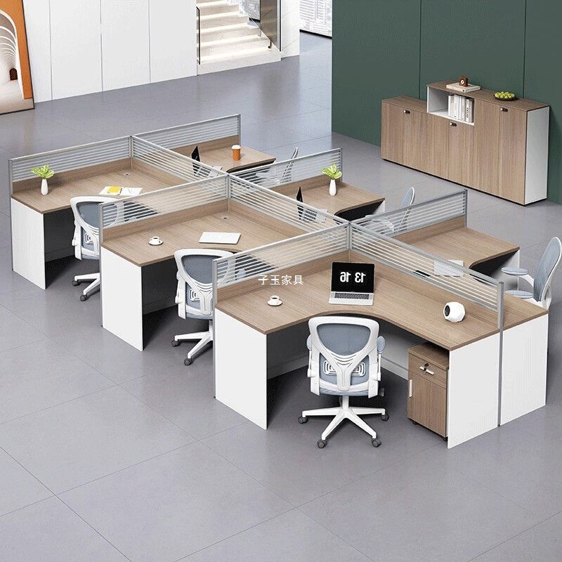 Staff Desk and Chair Combination Simple Modern Curved Corner Office Table 46-Person Employee Screen Workstation Staff Desk and Chair Combination Simple Modern Curved Corner Office Table 46-Person Employee Screen Workstation