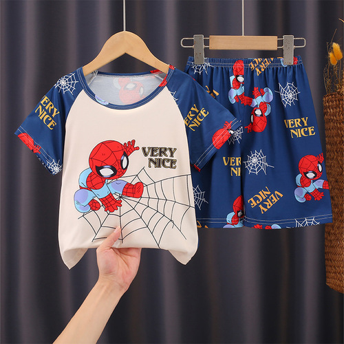 Summer children's pajamas for boys and girls, short-sleeved shorts, air-conditioning set for two, for boys and girls, home fashion.