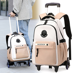 Student Trolley Schoolbag Stair Climbing Large Capacity Dirt-resistant Children Primary School Students Grade 3-6 Junior High School Students Backpack