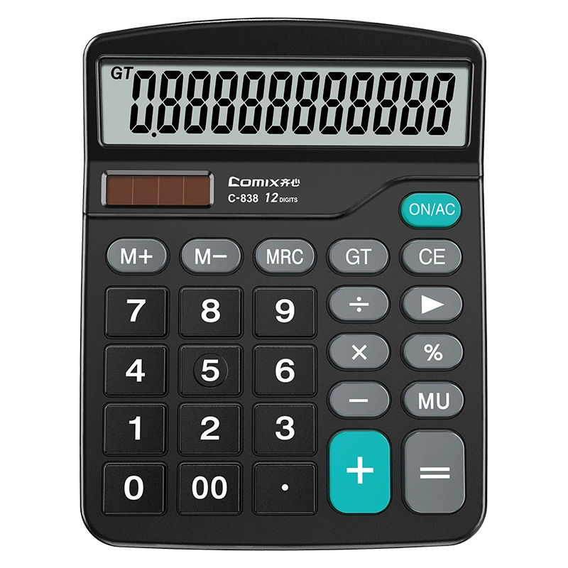 Qi Xin C-838 Calculator Black Learning Office Optoelectronics Double Drive