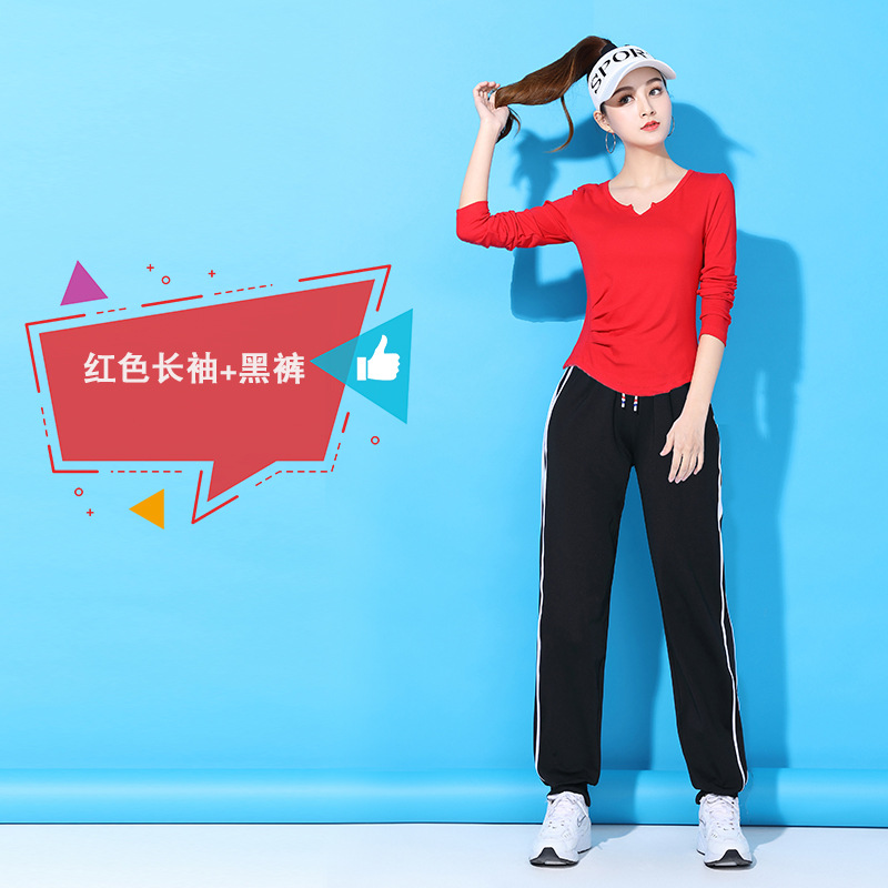 Чистый т/большой красный длинное рукав + 2218 боковые черные брюки