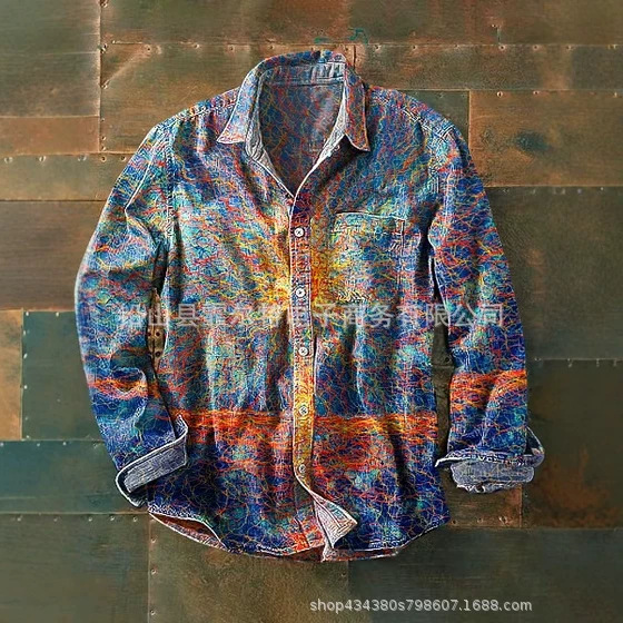 Men's Thick Shirts, Independently Sold on Amazon, Best-Selling Cross-Border Printed Men's Collared Shirts in Twill Fabric Men's Thick Shirts, Independently Sold on Amazon, Best-Selling Cross-Border Printed Men's Collared Shirts in Twill Fabric