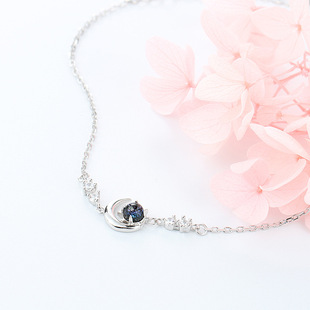 [Amazon for Custom Processing] 925 Silver Star Moon Legend Color Foil Glaze Stone Bracelet Female ins Style