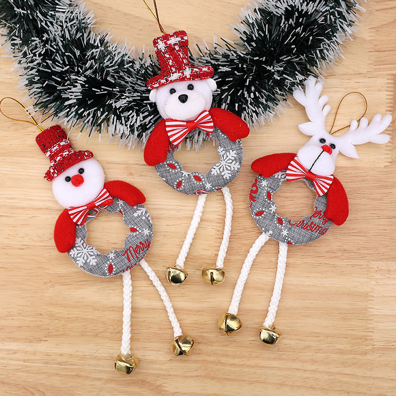 New Christmas decorations cross-border Christmas tree pendant round old man snowman Christmas tree bell pendant arrangement