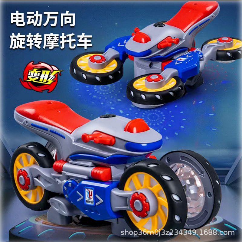Juguetes de motocicletas de deformación de acrobacias eléctricas para niños giratorios universales luces de música automóviles al por mayor