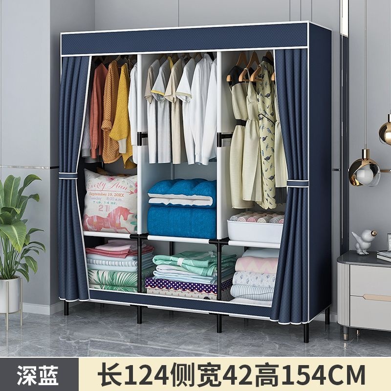 Fábrica directa simple armario dormitorio doméstico duradero ensamblaje armario de tela dormitorio alquiler de vivienda estante de piso pequeño