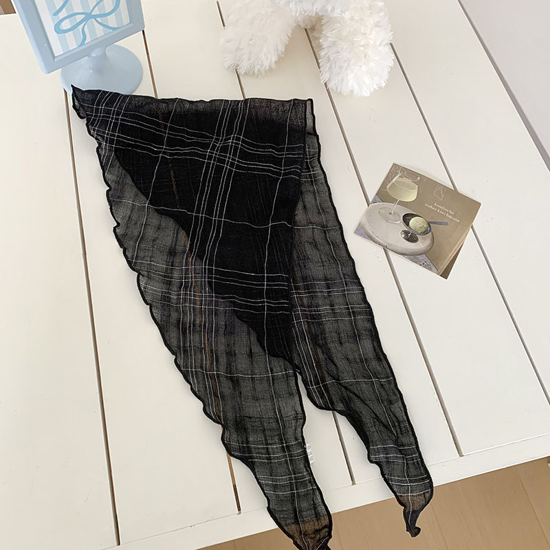 Bufanda triangular, babero, pliegues literarios femeninos, bufanda decorativa transpirable, pañuelo a cuadros de todo fósforo, accesorios para el cabello pastoral femenino de verano, cinturón para el cabello