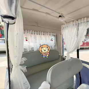 Tricycle Decorative Curtain Jinpeng su7 Tricycle Lace Self-adhesive Curtain Velcro Solid Color Gauze Curtain Short Curtain Blind