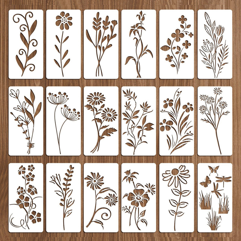 Cross-Border Amazon Hot-Selling Floral Painting Stencil Spray Paint Transfer DIY Template Wall Wood Veneer Decoration