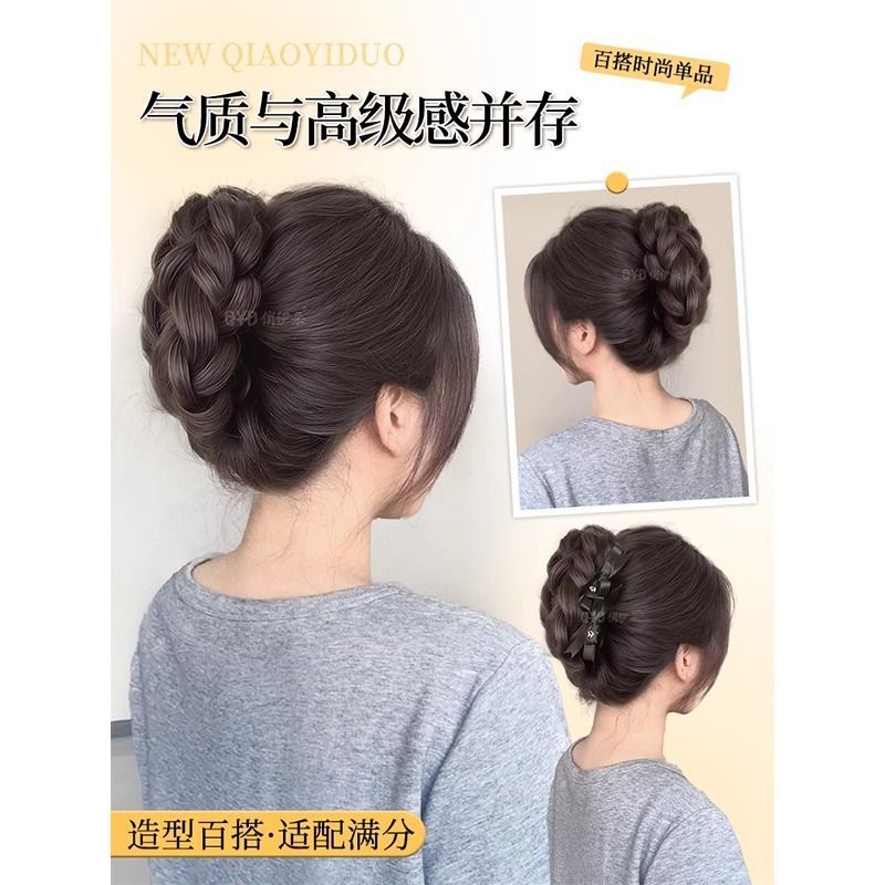 Perucas de cola de caballo agarrando clip de pelo de bola de torsión cabeza pelucón de pelo precioso brotes de flores de oro cabello esponjoso detrás de la cabeza pelucón