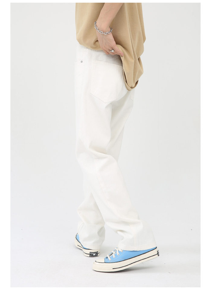 Quần jean nam ống rộng phong cách Hàn Quốc, quần dài denim thoải mái dễ phối đồ — Màu trắng, Màu vàng bùn, Màu đen, Xanh denim chi tiết 9