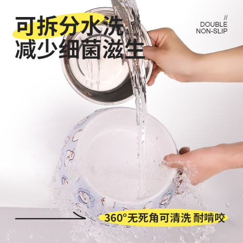 Melamine Bowl Stainless Steel Dog Rice Bowl Special Dog Food Drinking Water Pet Cat Food Rice Bowl Anti-Tip Dog Bowl Cat Bowl