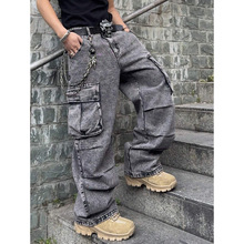 V 74375 Multi-pocket men's cargo jeans ��ڴ���ʽ��װţ�п�