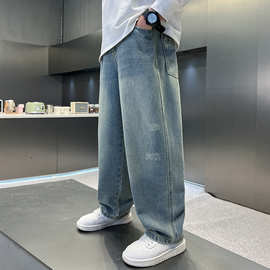 男童春秋裤子2025新款洋气炸街牛仔休闲裤浅色中大儿童酷帅长裤潮