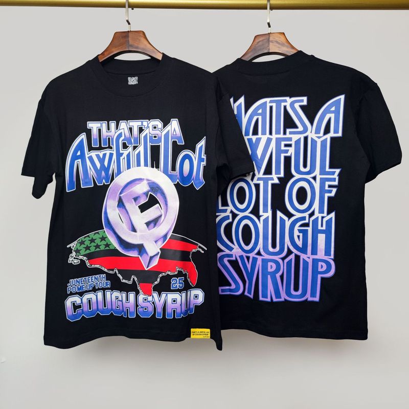 国境を越えた高品質THAT'S A AWFUL LOT OF COUGH SYRUP咳止めシロップ純綿Tシャツ|undefined