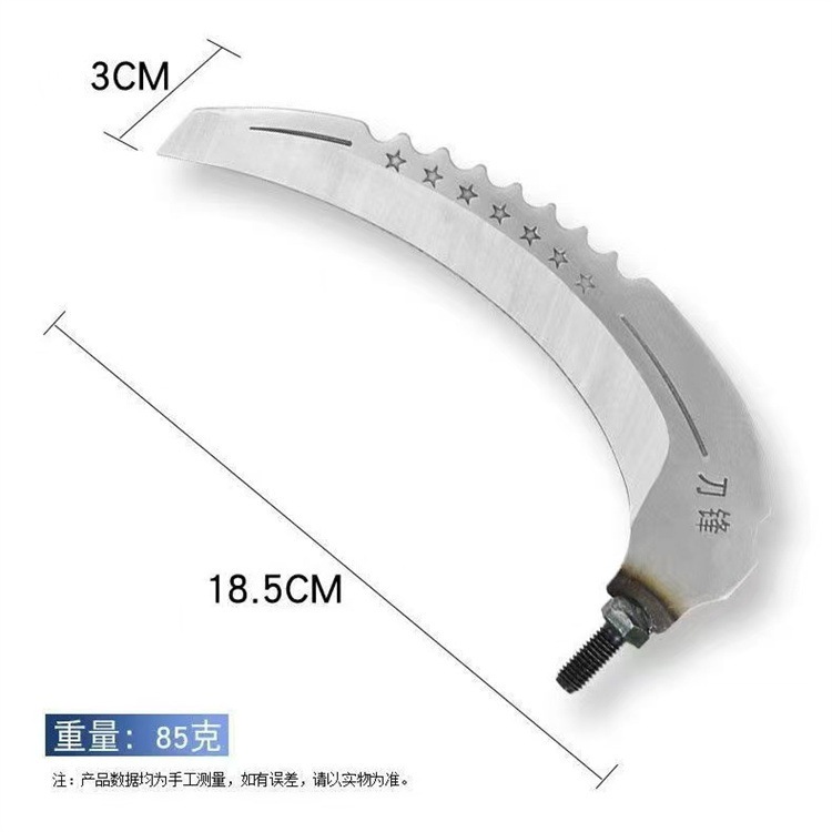 Cuchillo de corte de hierba portátil para pesca al aire libre, con cabeza de hoz dentada, de acero inoxidable, para cortar césped con pértiga, hoz curva, venta al por mayor