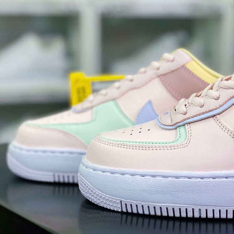 Putian High Quality Air Force One Macaron White Powder Candy Color Changing Stitching af1 White Shoes Women's Sneakers