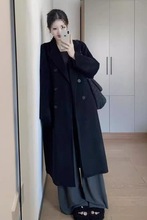 宽松赫本毛呢加厚呢子大衣秋冬新款小个子韩系中长款外套