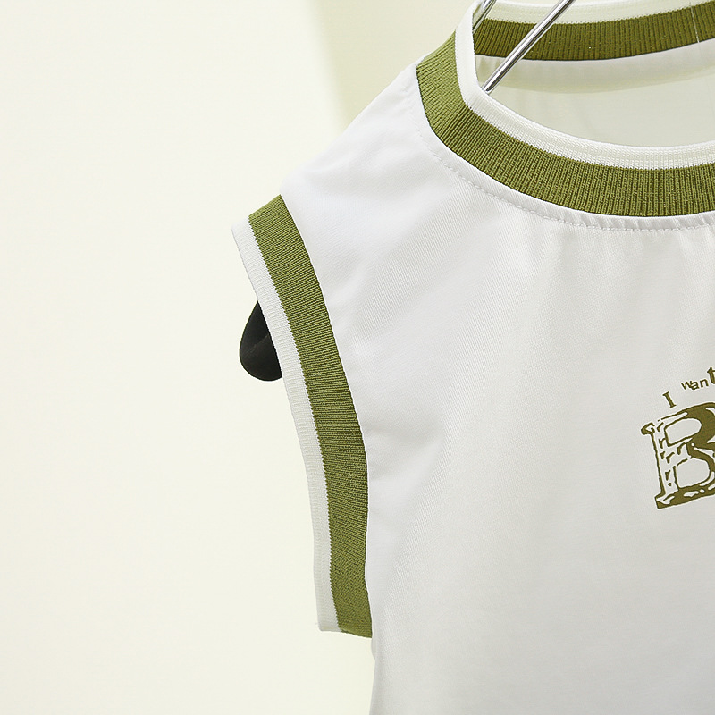 7808 traje de chaleco de verano para niños 2025 nuevo estilo estilo occidental moda para niños casual pantalones cortos de dibujos animados para bebés delgados