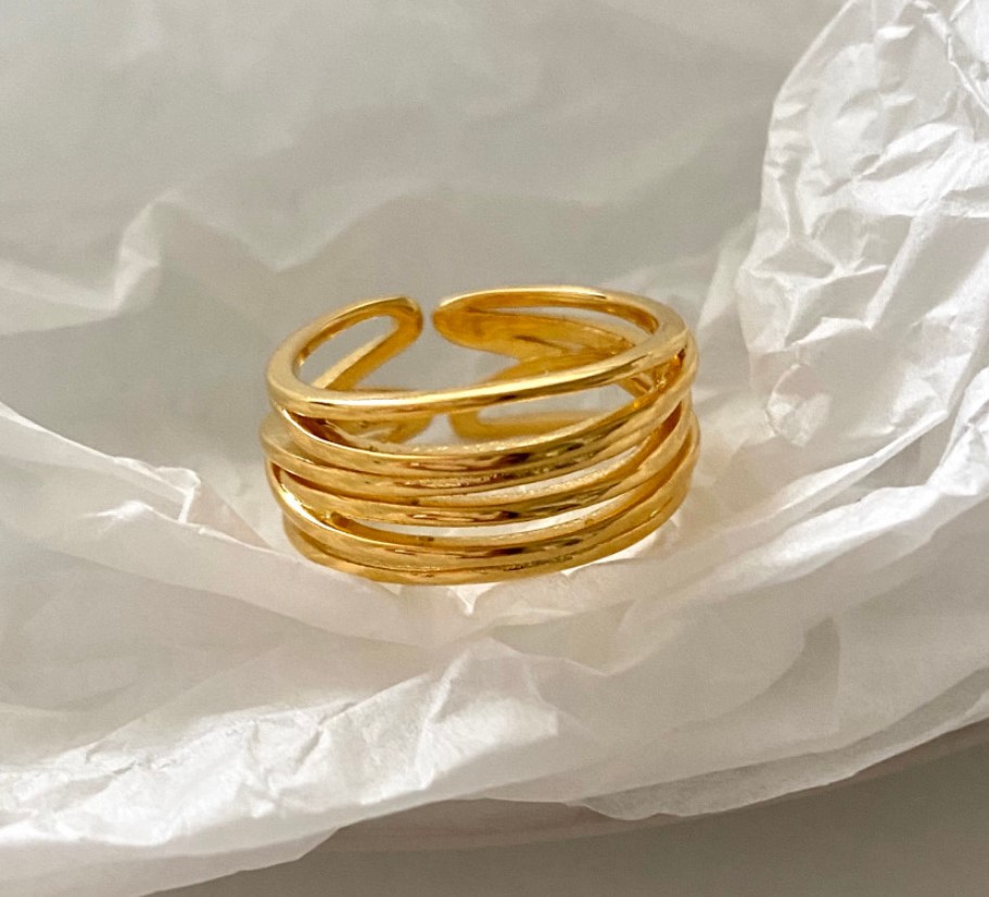 4g Weight 18K Gold Plated Plating Material Open Ring, Rings Classification 1 Piece 925 Sterling Silver Solid Color Open Ring Rings