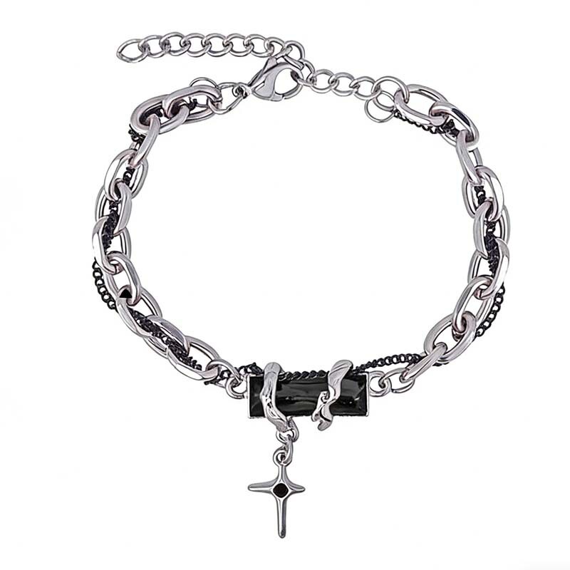 Star-Wrapped Black Diamond Bracelet for Men, Titanium Steel Design, New Versatile Valentine's Day Accessories for Women, Simple Star Bracelet Trend